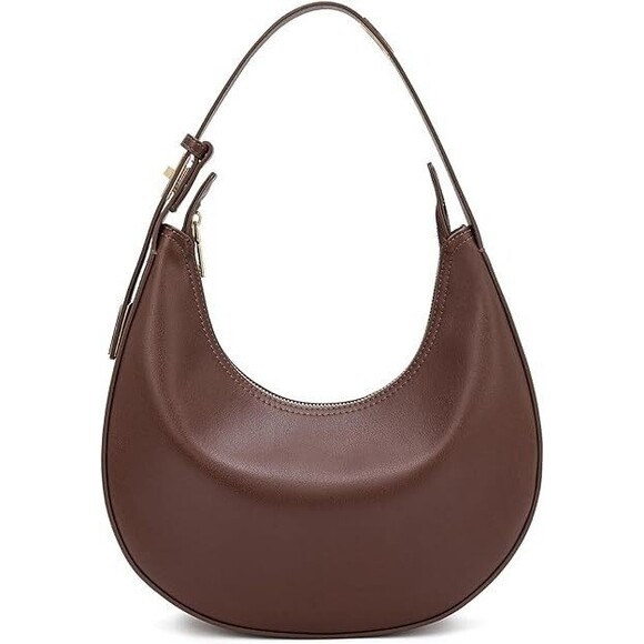 Hobo Shoulder Handbag 3 Ways Adjust Strap Bag Waterproof Leather Coffee Brown - Picture 1 of 7